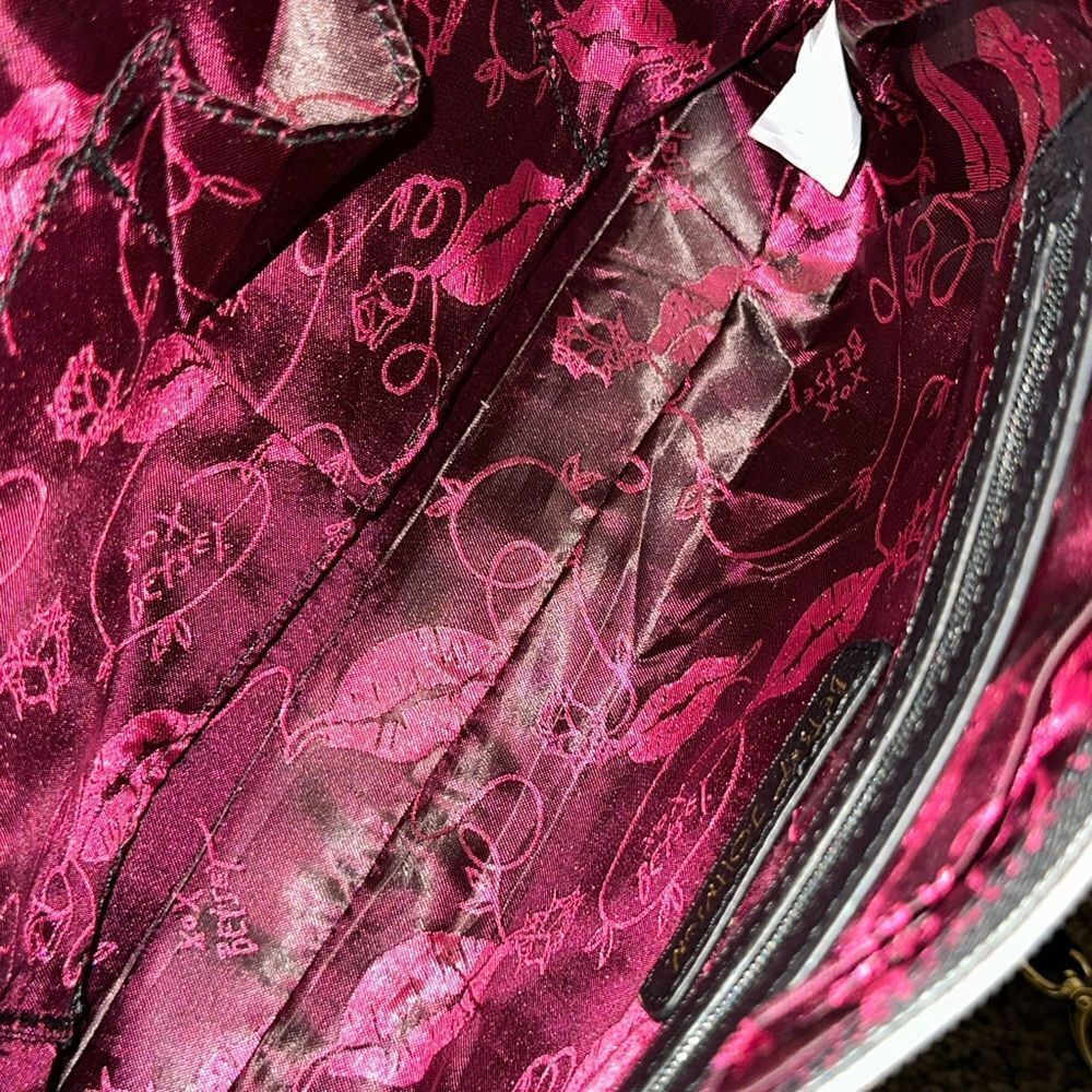 Betsey Johnson vintage clutch Floral Stripe Crossbody Bag Big Bow - Picture 8 of 13